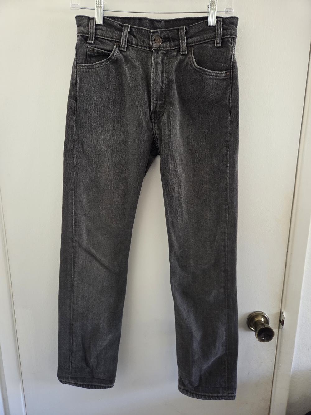 Vintage Levis 505 C  Black Denim Faded Orange Tab Waist 26 Made In Mexico Unisex